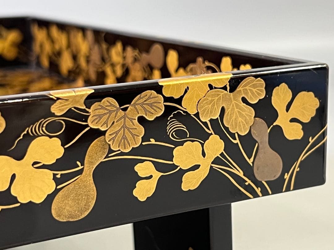 DT731 瓢箪纏蒔絵 四方盆 美品