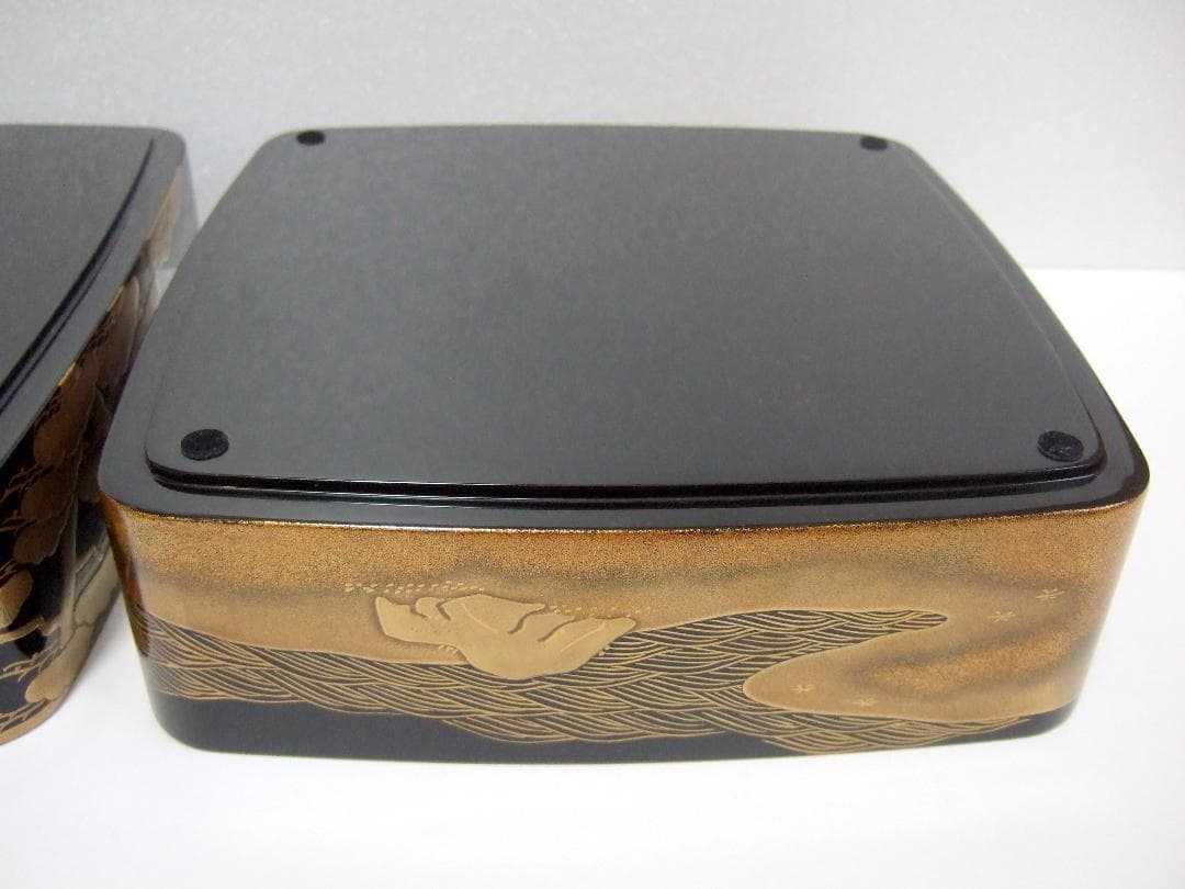 【未使用】輪島塗 池端漆香堂 わじま龍作 本金高蒔絵 三段重 重箱