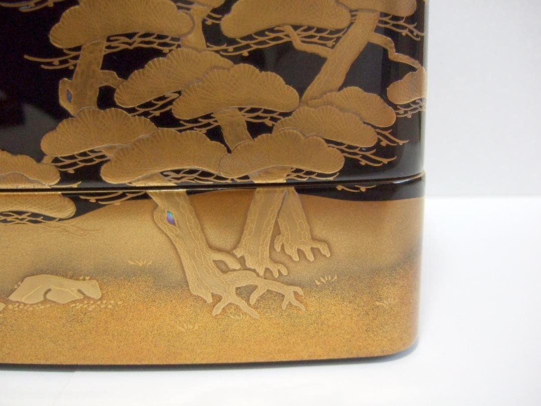 【未使用】輪島塗 池端漆香堂 わじま龍作 本金高蒔絵 三段重 重箱