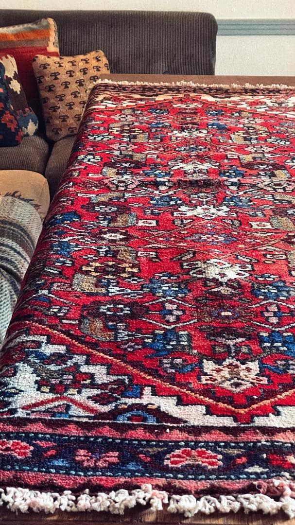 155×82〜90 アフガニスタン バルーチ族 手織りヴィンテージラグ 花と鳥