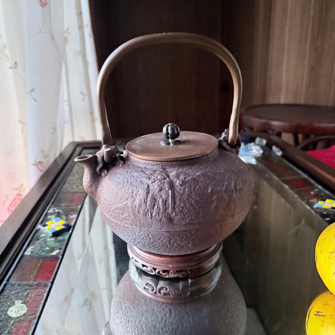 大雪特価‼️25日20時迄あったまろTETSUBIN 亀文堂姥口陽刻「松風」銘鉄瓶