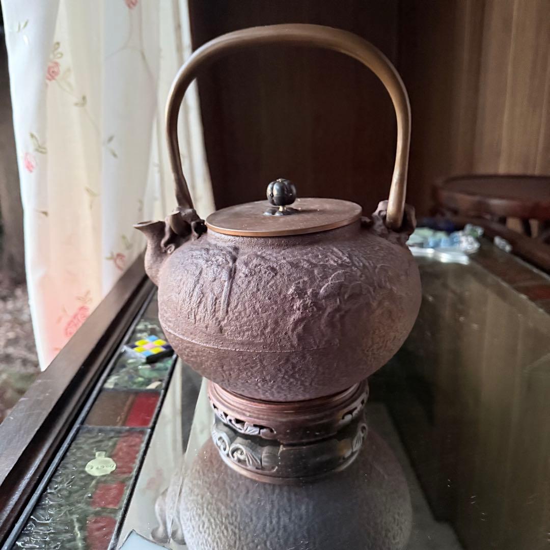 大雪特価‼️25日20時迄あったまろTETSUBIN 亀文堂姥口陽刻「松風」銘鉄瓶