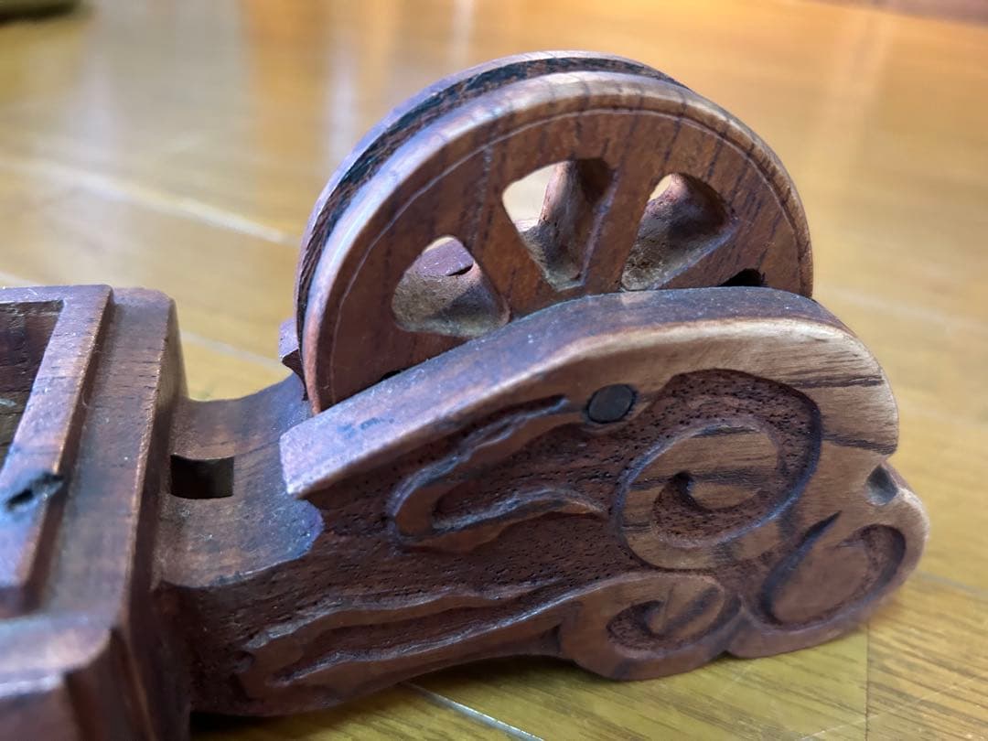 墨壺 大工道具 アンティーク 木製小物入れ 雲模様 レトロ インテリア 花器