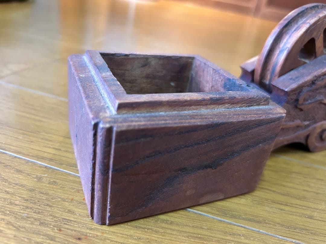 墨壺 大工道具 アンティーク 木製小物入れ 雲模様 レトロ インテリア 花器