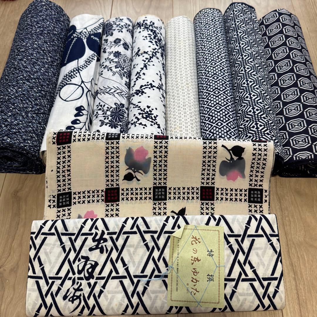 B格安 リメイク用　素材　まとめ売り　着物　和服　10点　本染　浴衣　反物　相撲