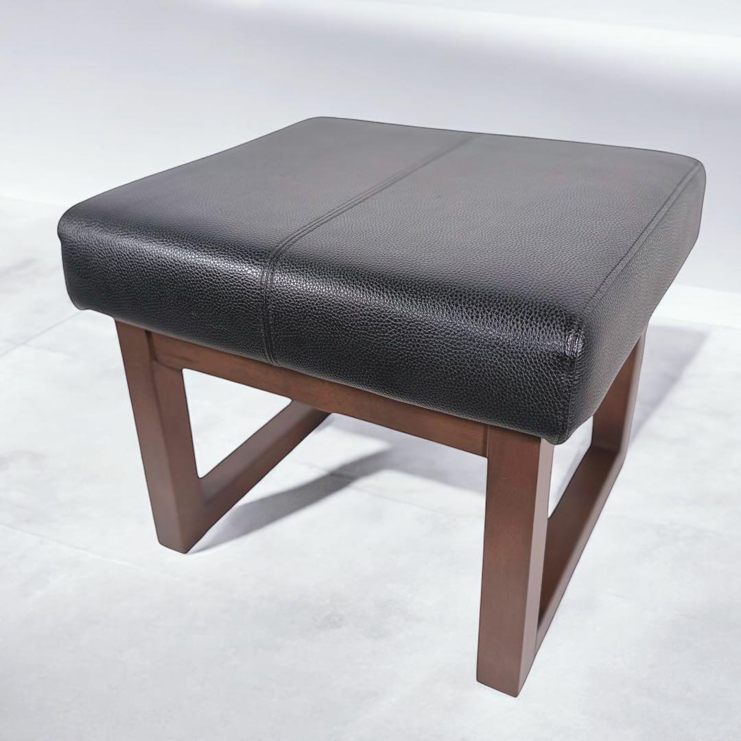 HR630 スツール　シギヤマ家具　オットマン　木製ブラック　合皮