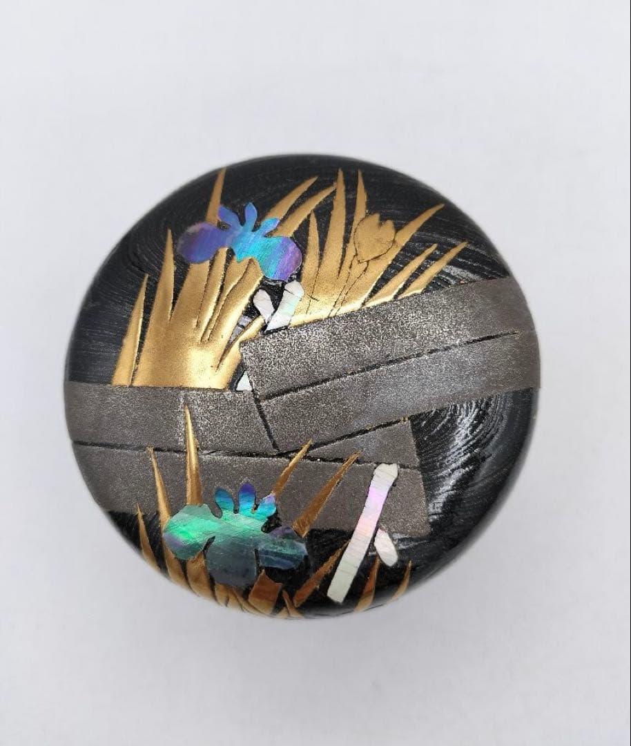 c857 大棗　八ツ橋蒔絵 堀之内宗完書付 加州 大井好雲斎造 木箱 茶道　古物