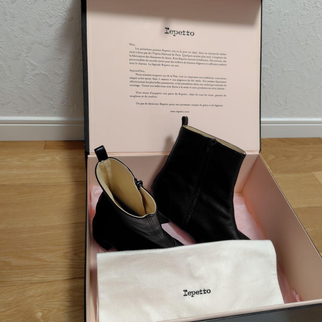 レザー ブラックブーツ サイドファスナー 中ヒール