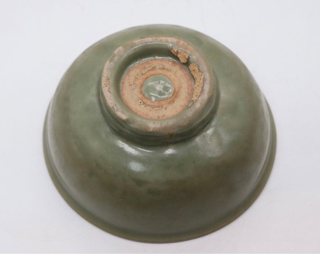 中国　明時代初期　龍泉窯碗　青磁　木箱入　送料込み0515