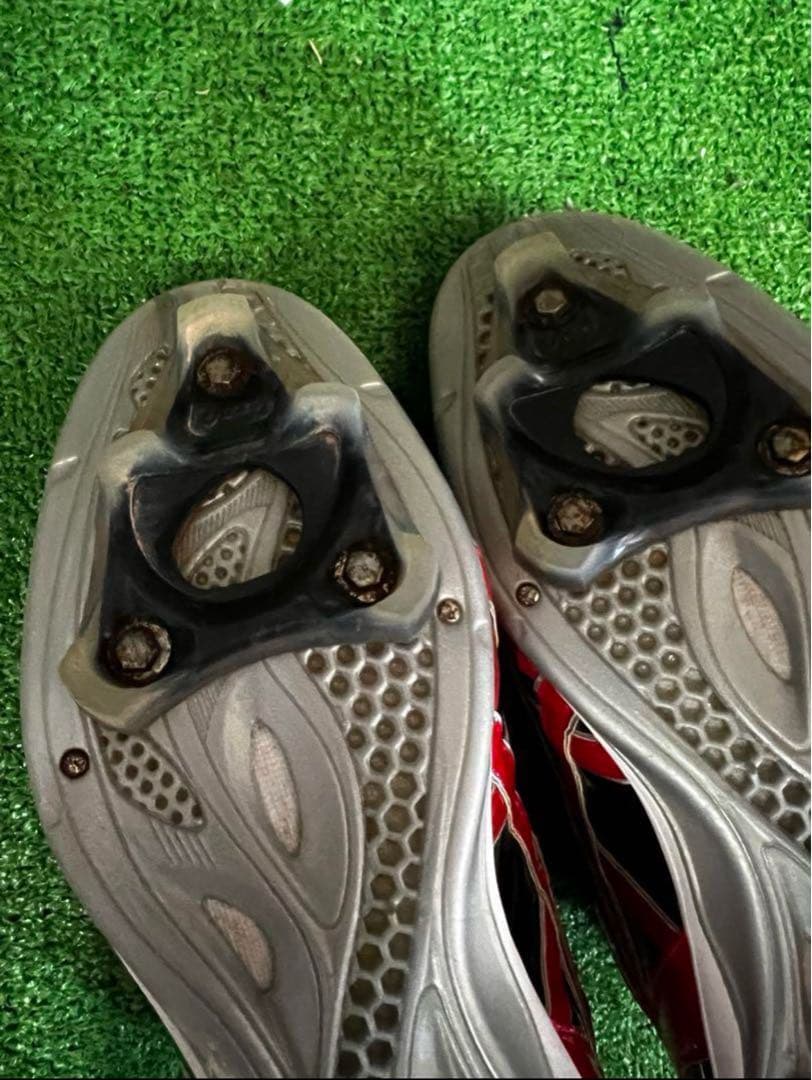 アシックス オーダー スパイク 26cm W 樹脂 ブラック レッド 刺繍 野球