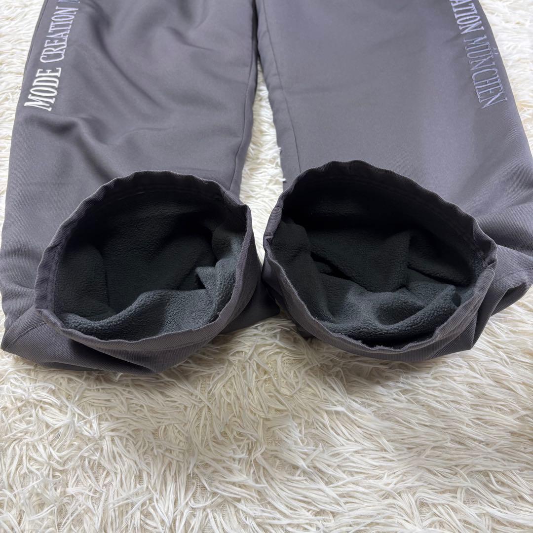 MCM ジャージ セットアップ ロゴ刺繍 フリース裏地 グレー M アーム刺繍