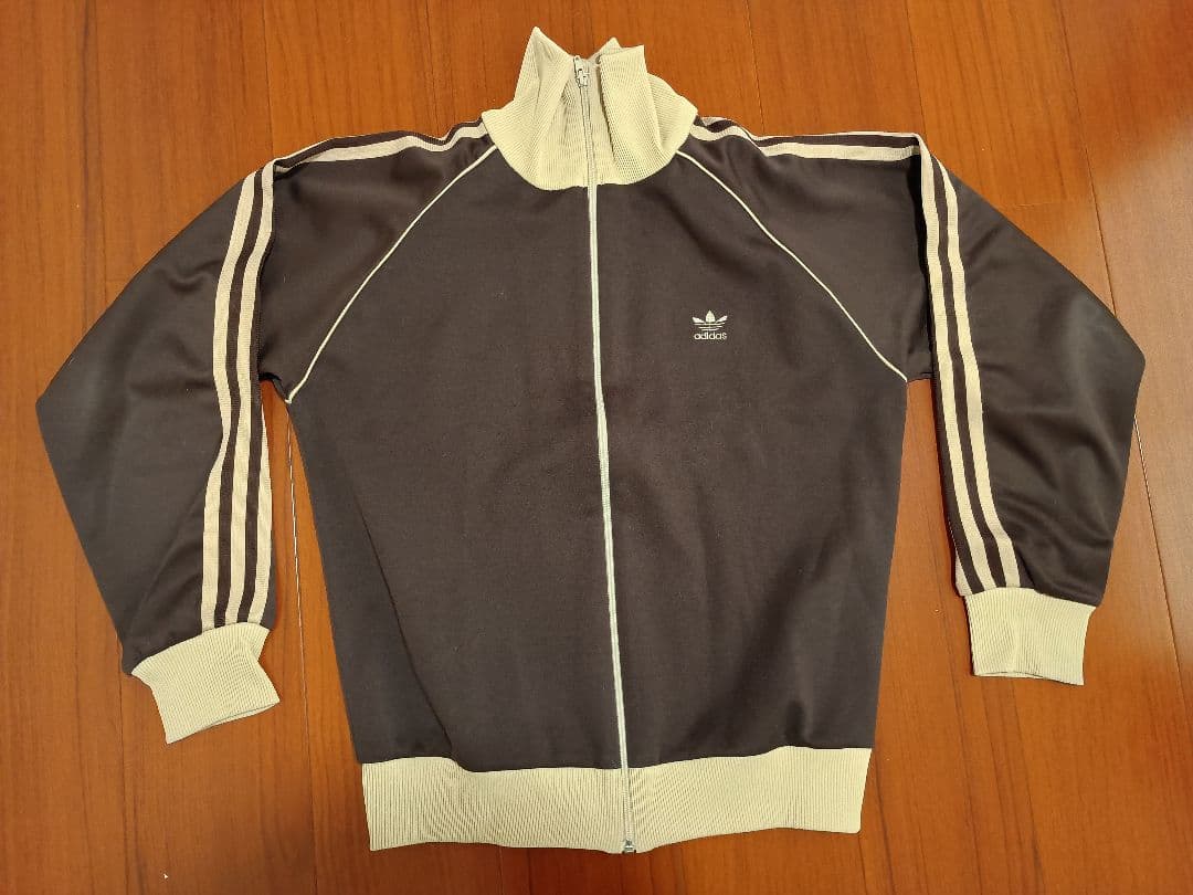 デサント製 adidas トラックジャケット ジャージ ブラウン ベージュ