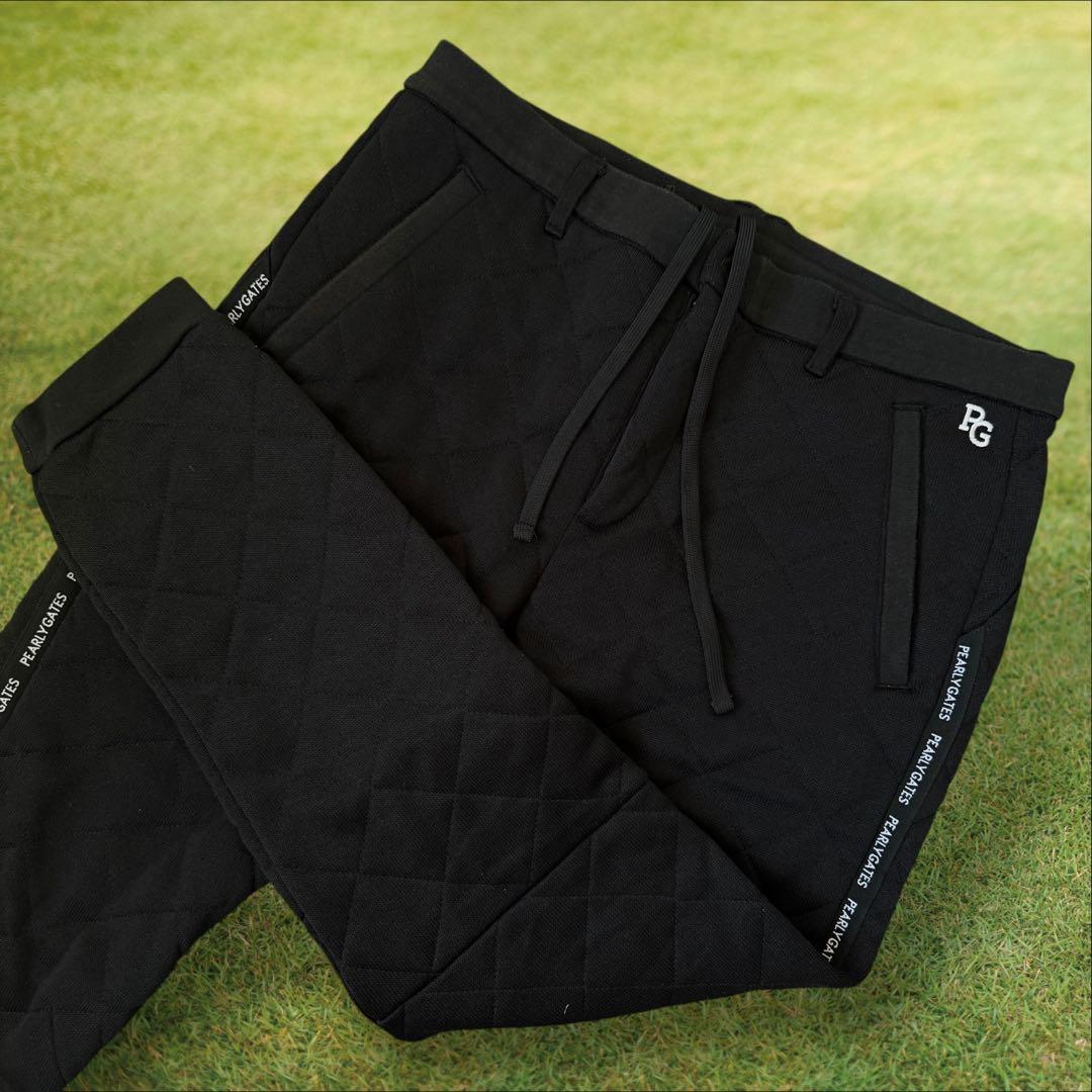 蓄熱　裏地付き　パーリーゲイツ　ジョガーパンツ　黒　キルティング　XXL〜4L