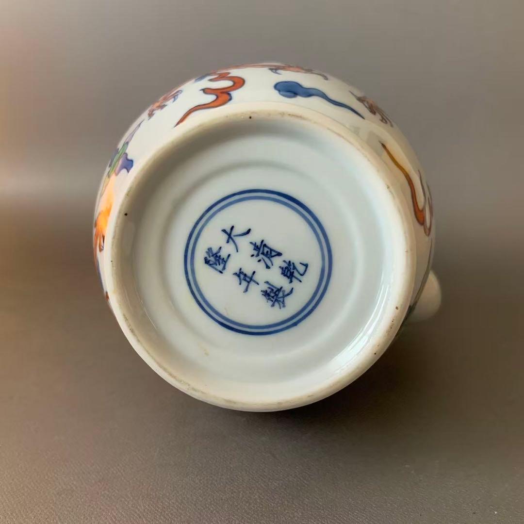 N407, 中国美術　とう彩　水注　大清乾隆年製銘