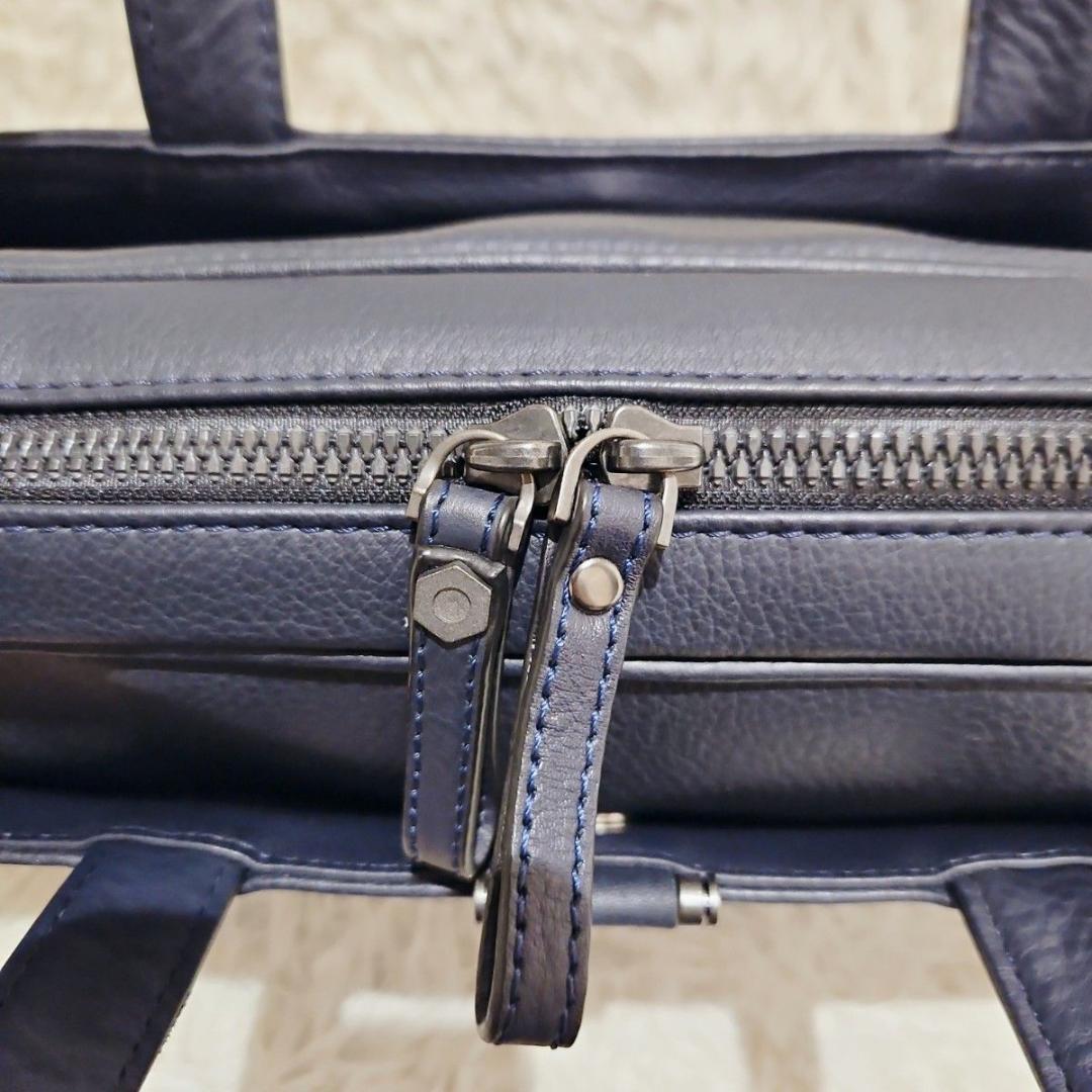 極美品 ランバン ビジネスバッグ A4可 オールレザー ネイビー PC収納 紺