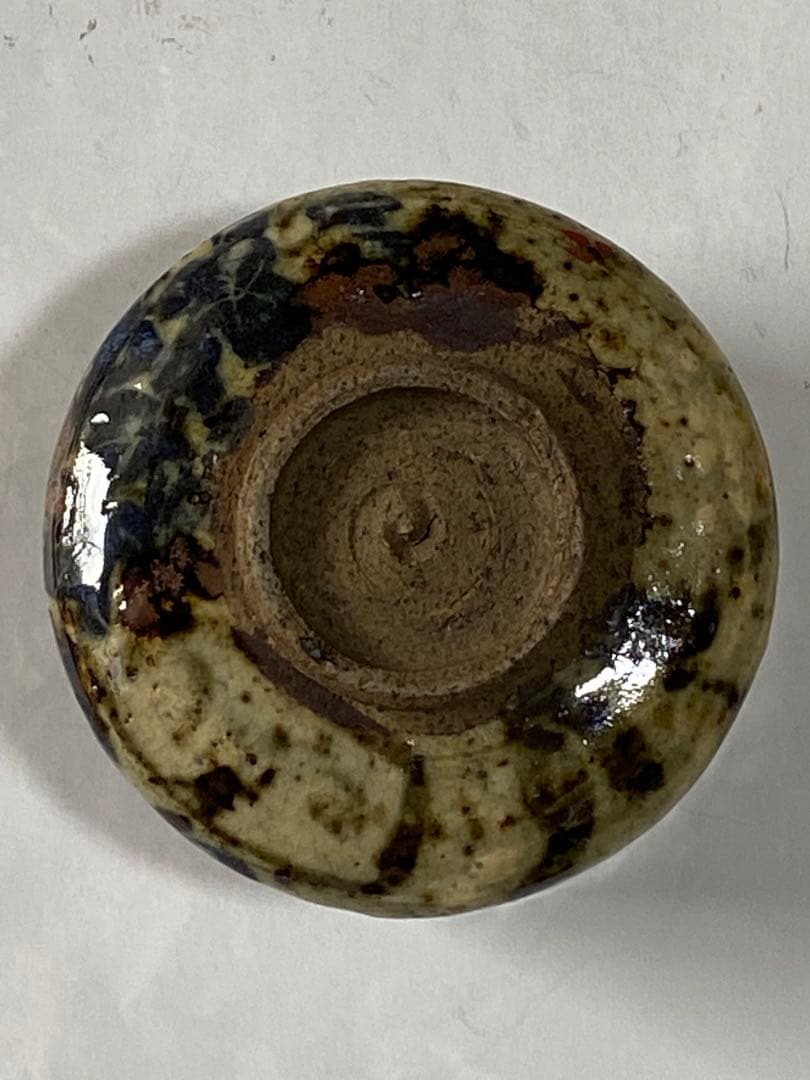 ♦犬山焼 雲錦手 竹節高台 酒器 ぐい呑み 大正〜 明治時代 古美術品 骨董品