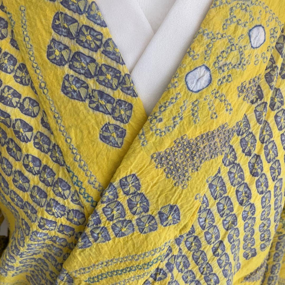 ヒタル 有松絞り浴衣・有松鳴海絞り　158cm マスタードカラーN222