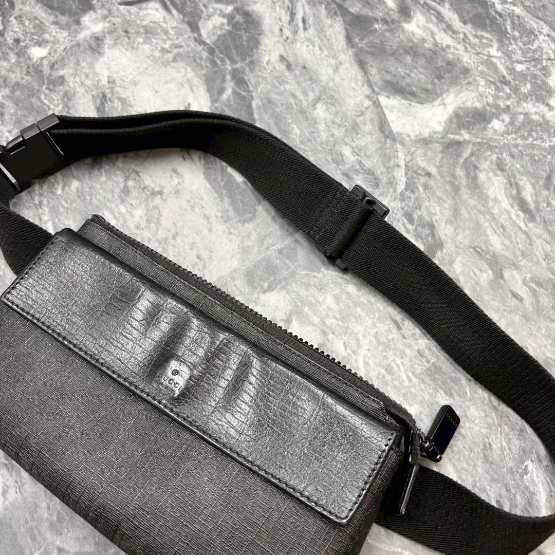 ✨美品✨GUCCI GG ショルダーバッグ ボディ ウエスト レザー 黒 ロゴ
