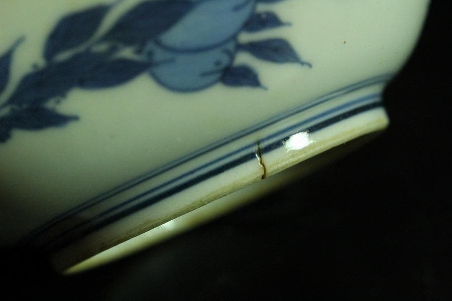 懐石 染付 輪花 牛上笛吹童子紋 皿 九枚(K-XA834)