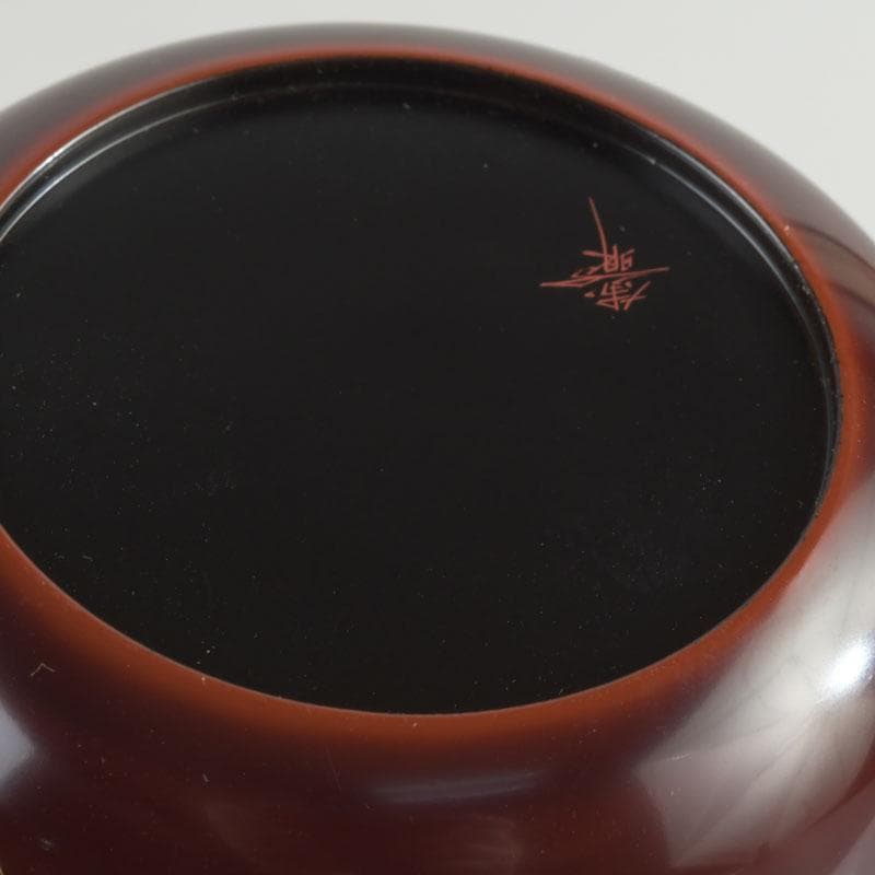 茶道具　輪島塗　大角博明作　沈金　花草蒔絵　平棗　共箱　V　9239