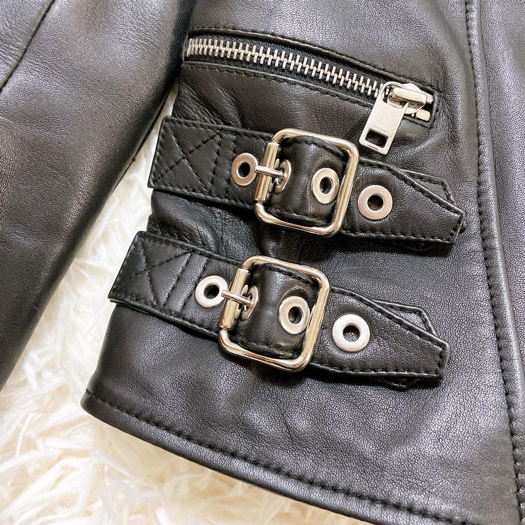 美品✨ディーゼル 2wayラムレザージャケット　黒　ロゴプレート　中綿　ショート