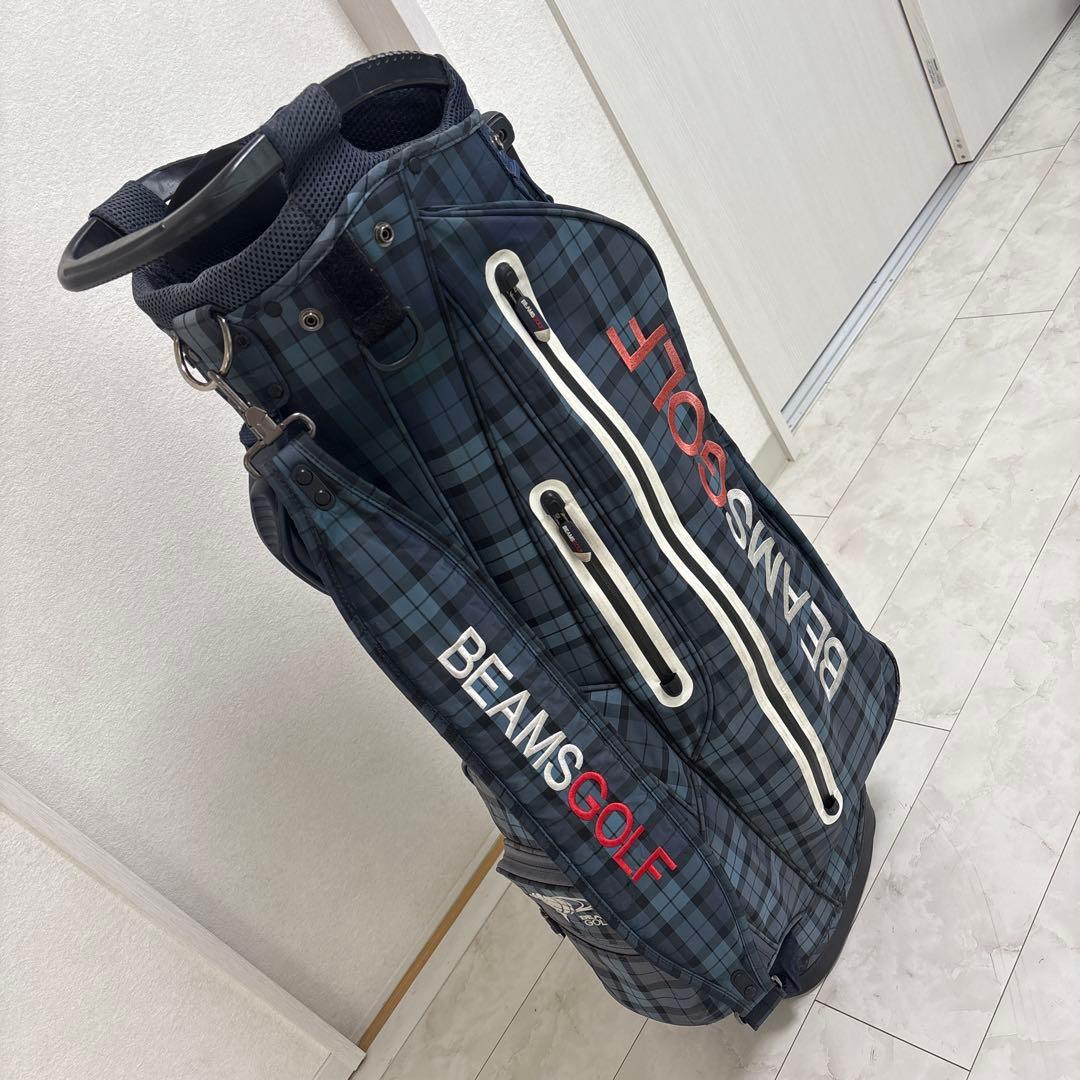 BEAMS GOLF スタンドキャディバッグ ネイビー・チェック