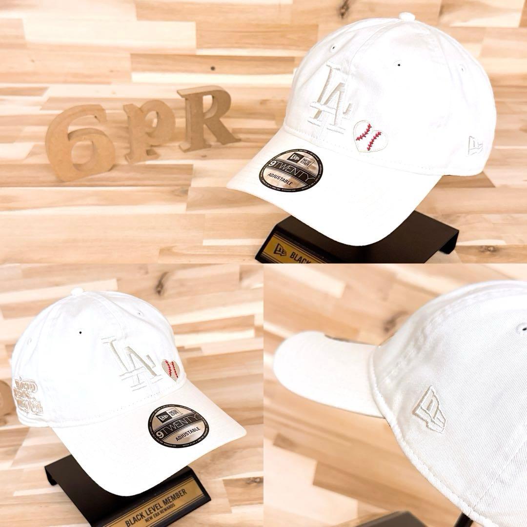 レア【ニューエラ×ドジャース】ハート ボール 刺繍LA キャップ アイボリー