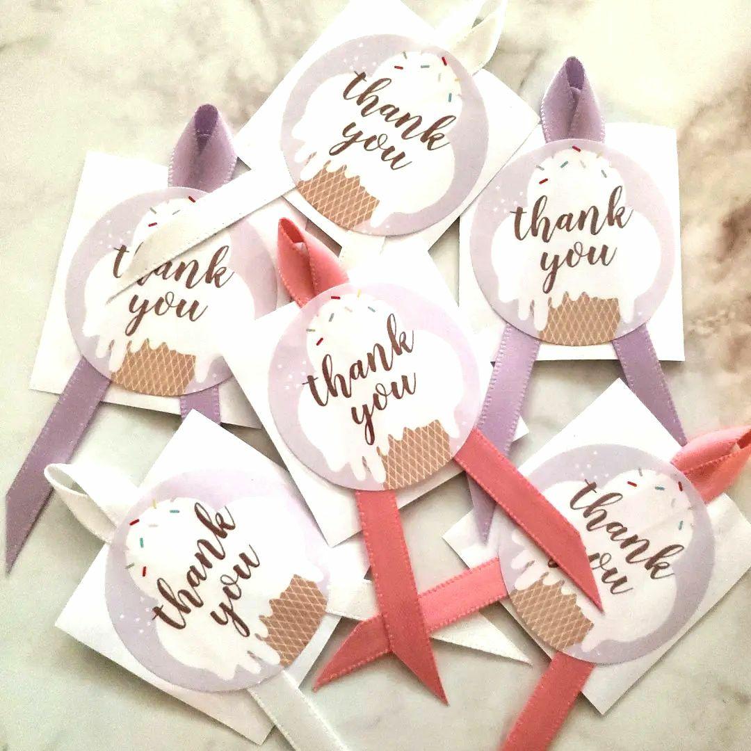 No.179　リボン付きサンキューシール　リボンシール　ギフトシール　アイス