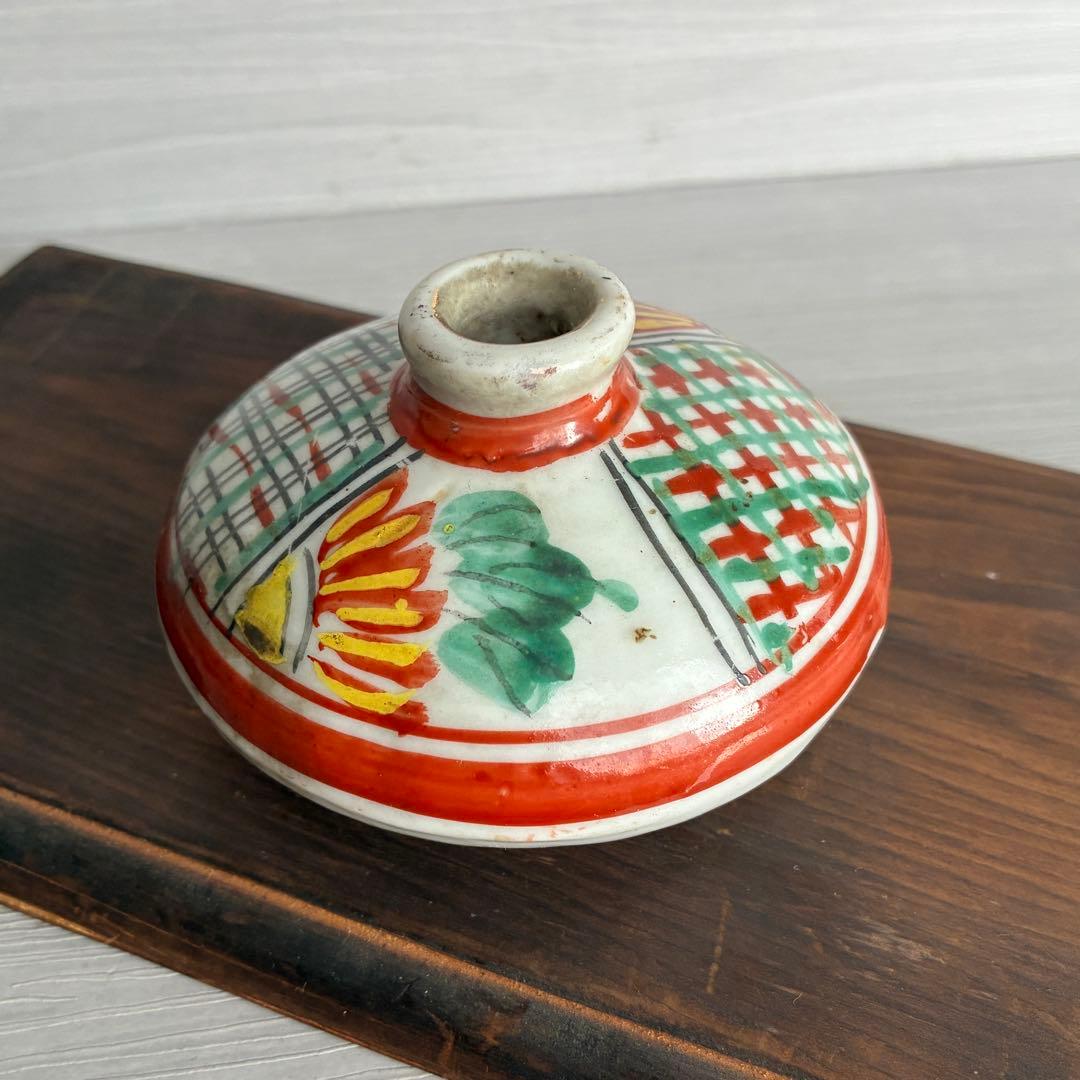 色絵油壺　骨董　時代物　一輪挿し　茶道具　古民具　インテリア　置物　花瓶