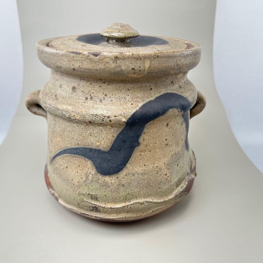 B020高倉国光 茶道具 水指【小石原焼耳付水指】木箱付き