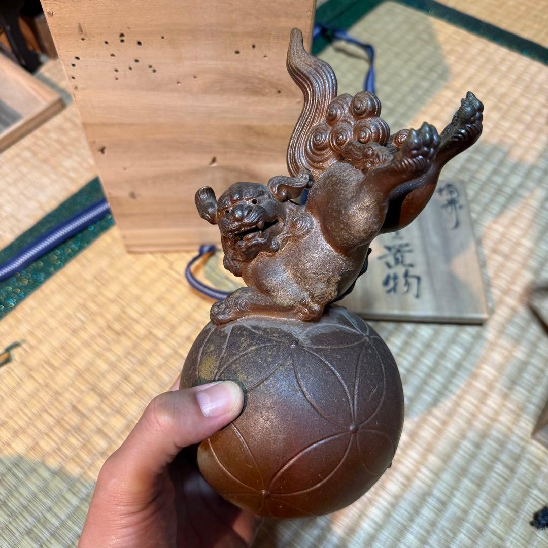 備前焼　獅子　共箱