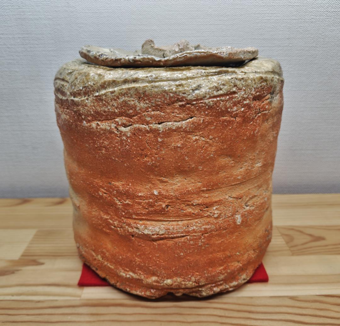 送料込【逢絢亭】茶道具 水指 信楽焼 銘「吉野川」立花大亀書付 杉本貞光 共箱