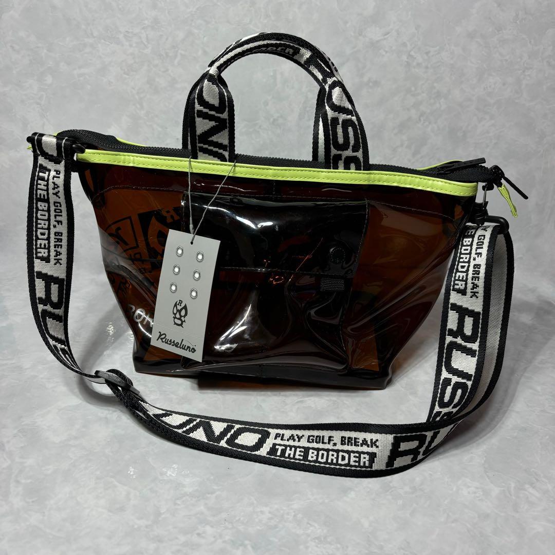 新品 ラッセルノ ゴルフ CLEAR CART BAG ラウンドバッグ ブラウン