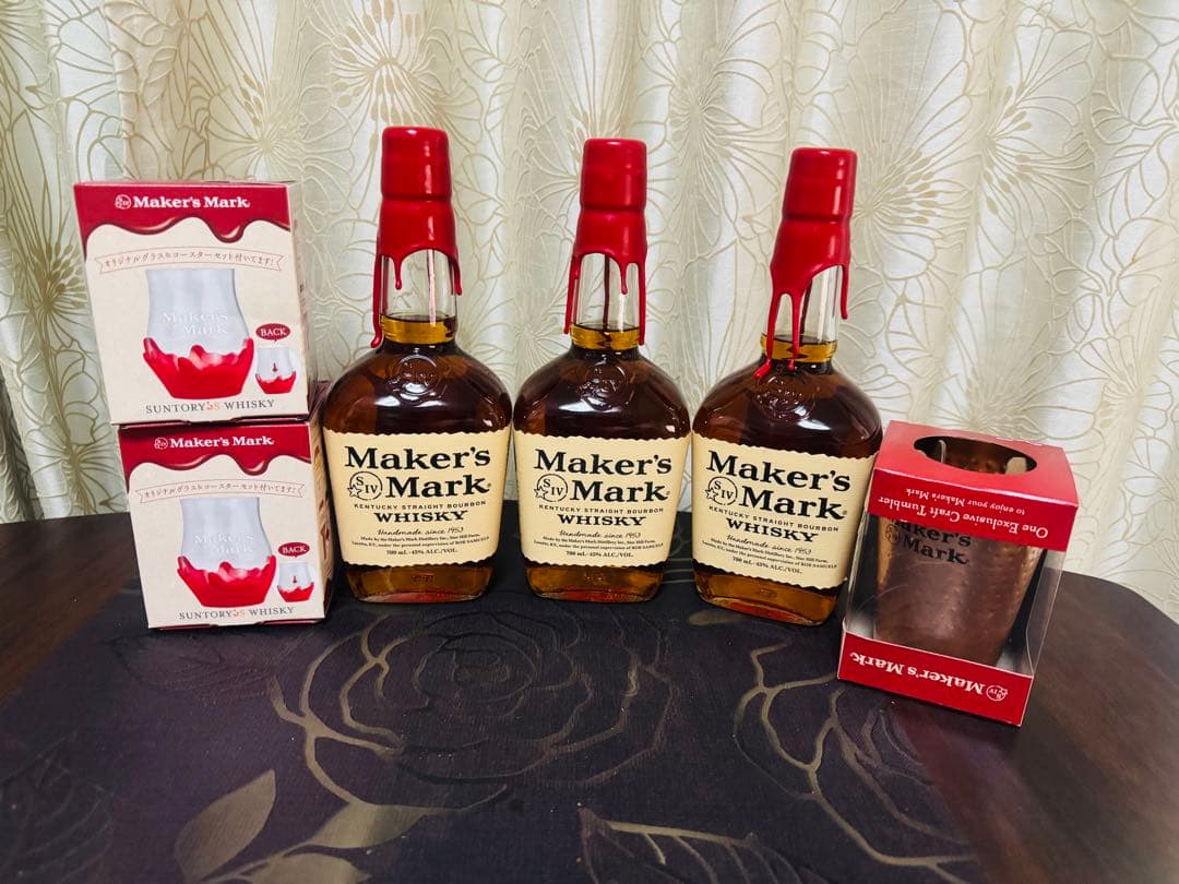 【未開封】メーカーズマークMaker’s Mark 3本&グラス2個&タンブラー
