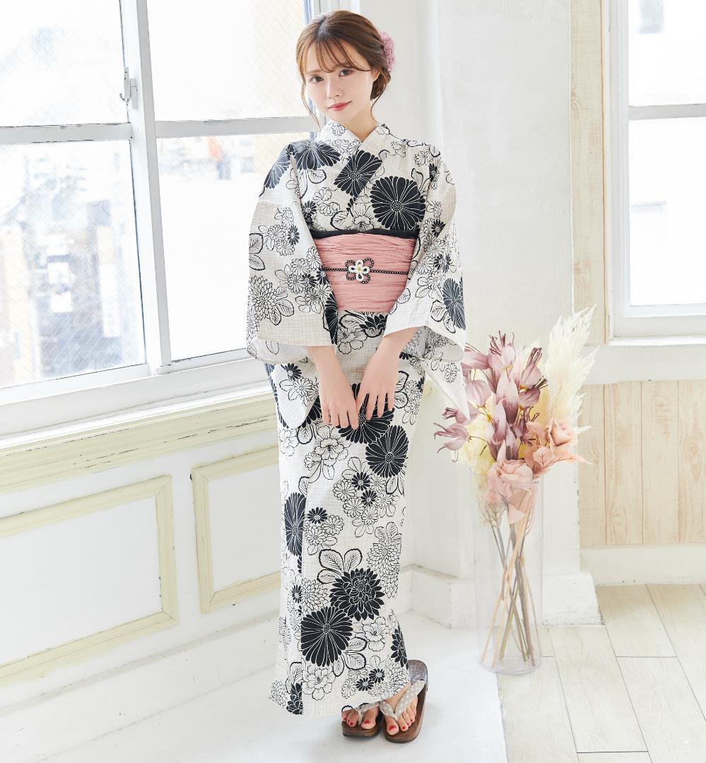 新品 浴衣 セット 浴衣セット ゆかた 大人 レディース 黒 白 Y4-73