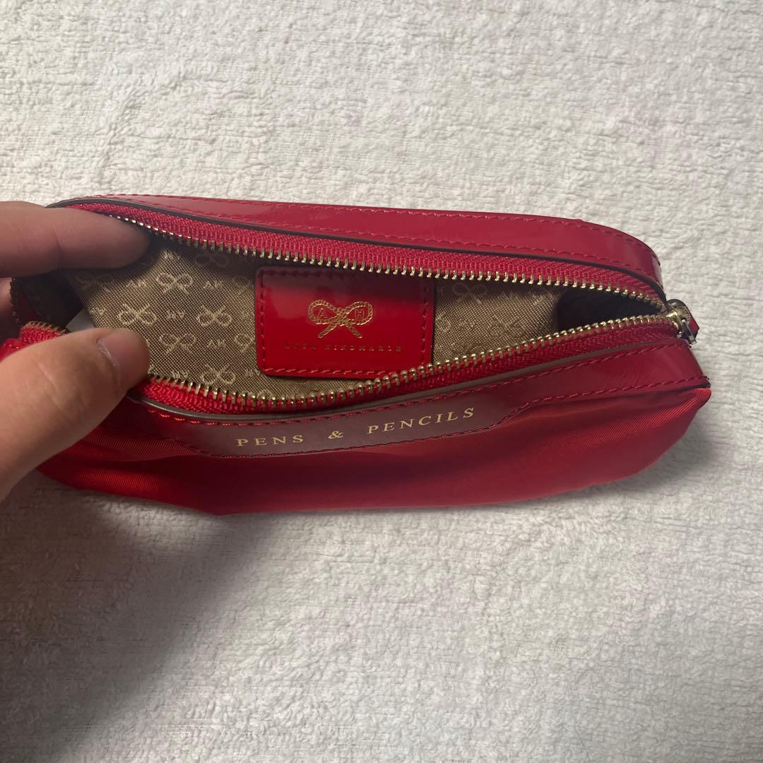 Anya Hindmarch アニヤハインドマーチエナメル　赤 鉛筆用ポーチ