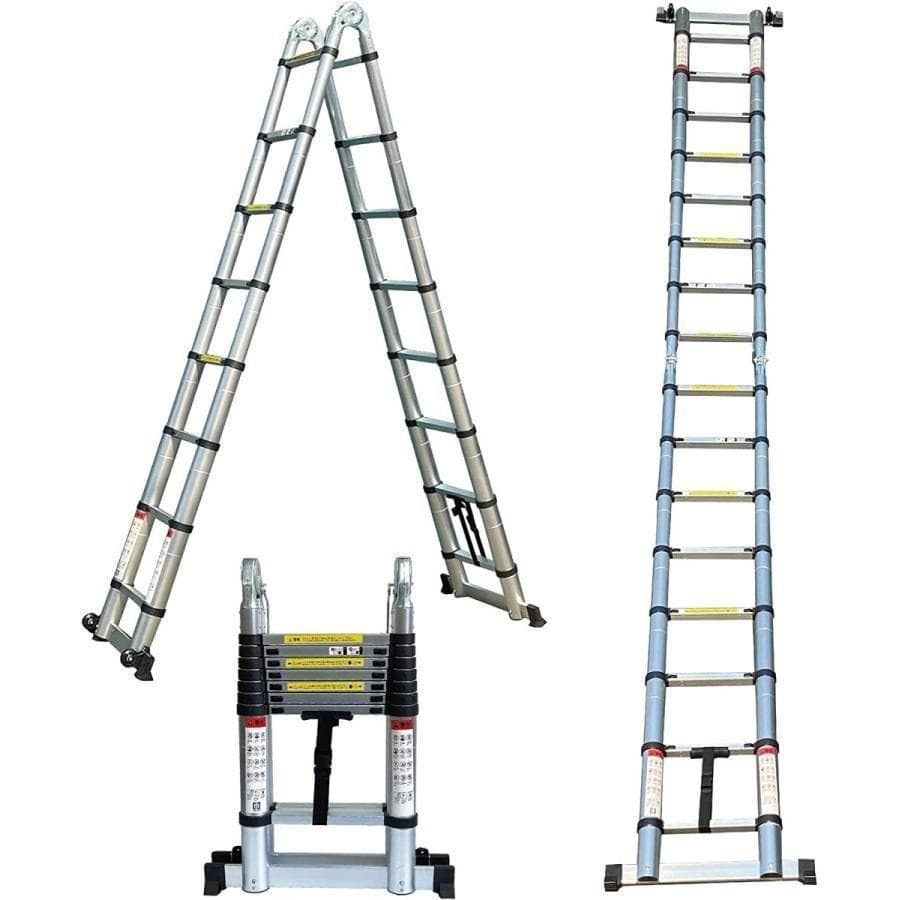 伸縮はしご 2.5＋2.5m 最長5m  アルミ製コンパクト 安全ロック搭載30