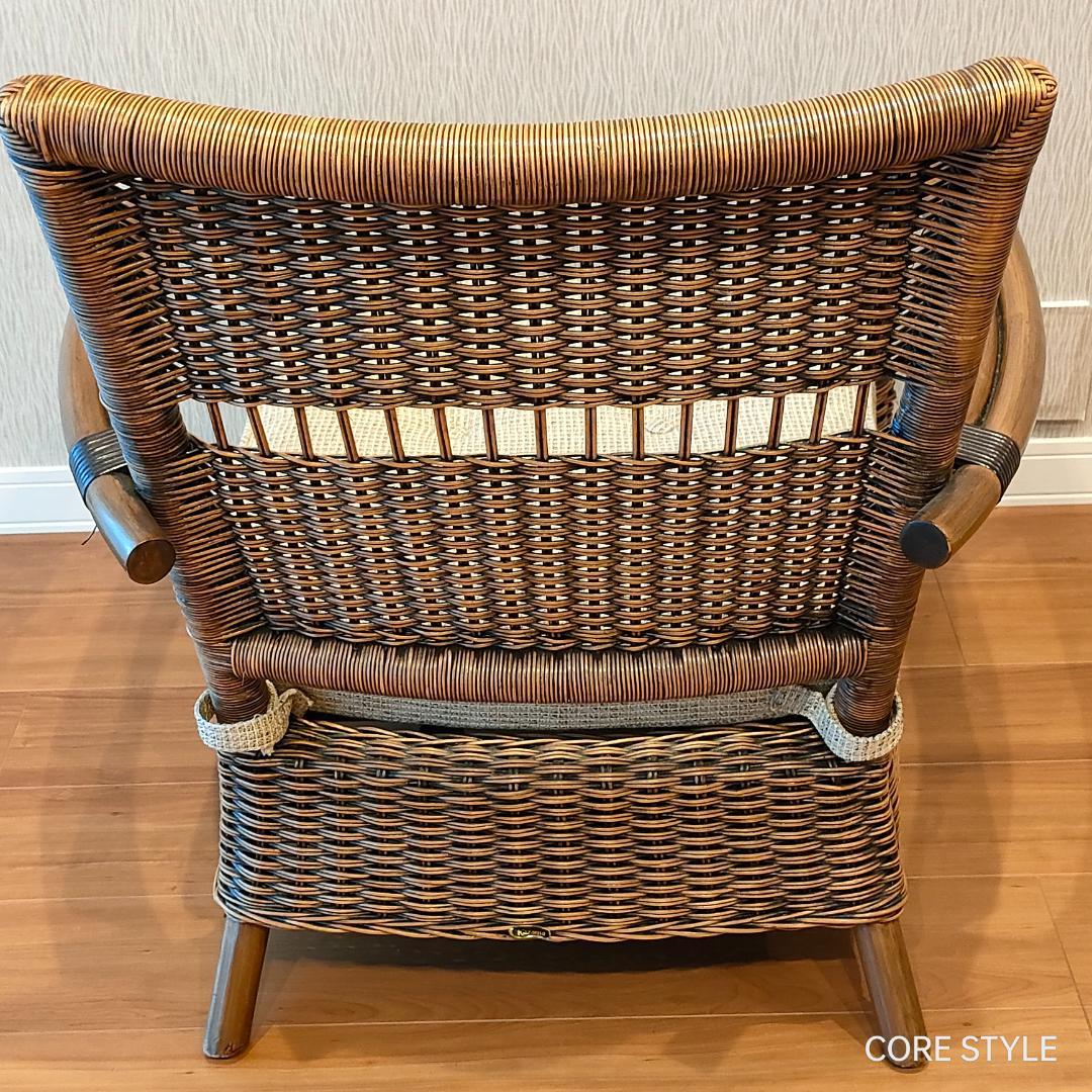 美品　KAZAMA 　ラタン　籐ソファ 　1人掛け　ラウンジチェア　A1