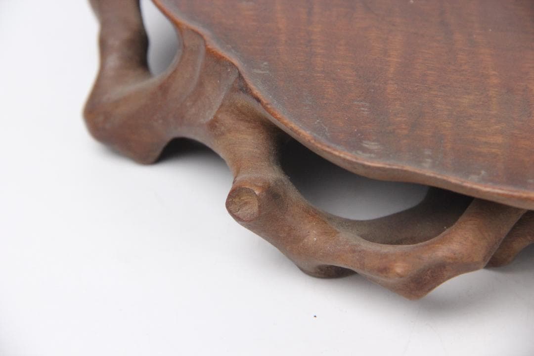 香炉台 飾台 葡萄杢 変木 盆栽　銘あり　木彫 昂石 茶道具 EM3-21