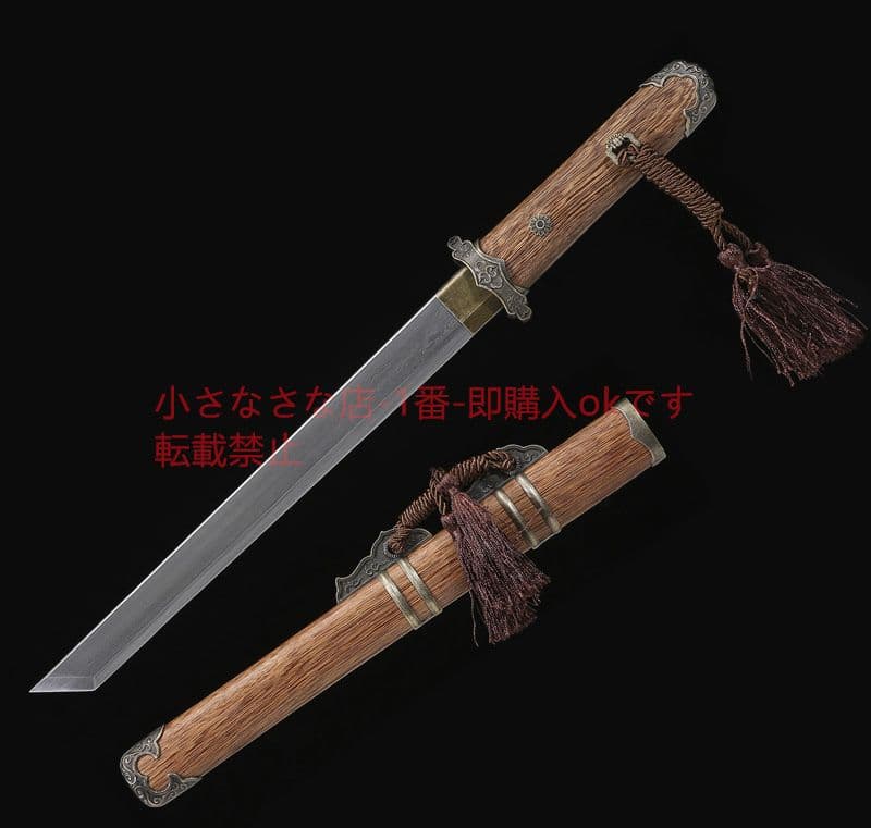 12寸花梨木唐横刀剣模様鋼  古兵器 武具 刀装具 日本刀 模造刀 居合刀