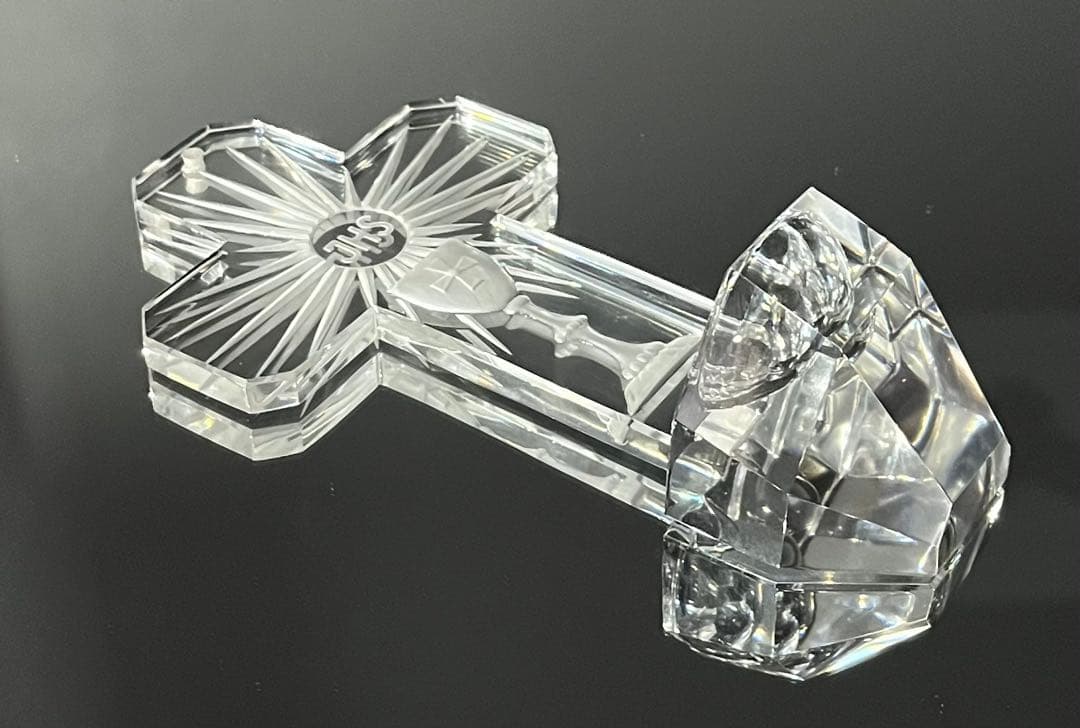 BACCARATバカラ/※極希少型 美品　キリスト クロス十字架　壁掛け聖水盤