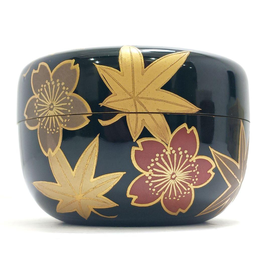 Y3032-12 茶道具 欅・蒔絵・黒漆 棗 3点セット　YY