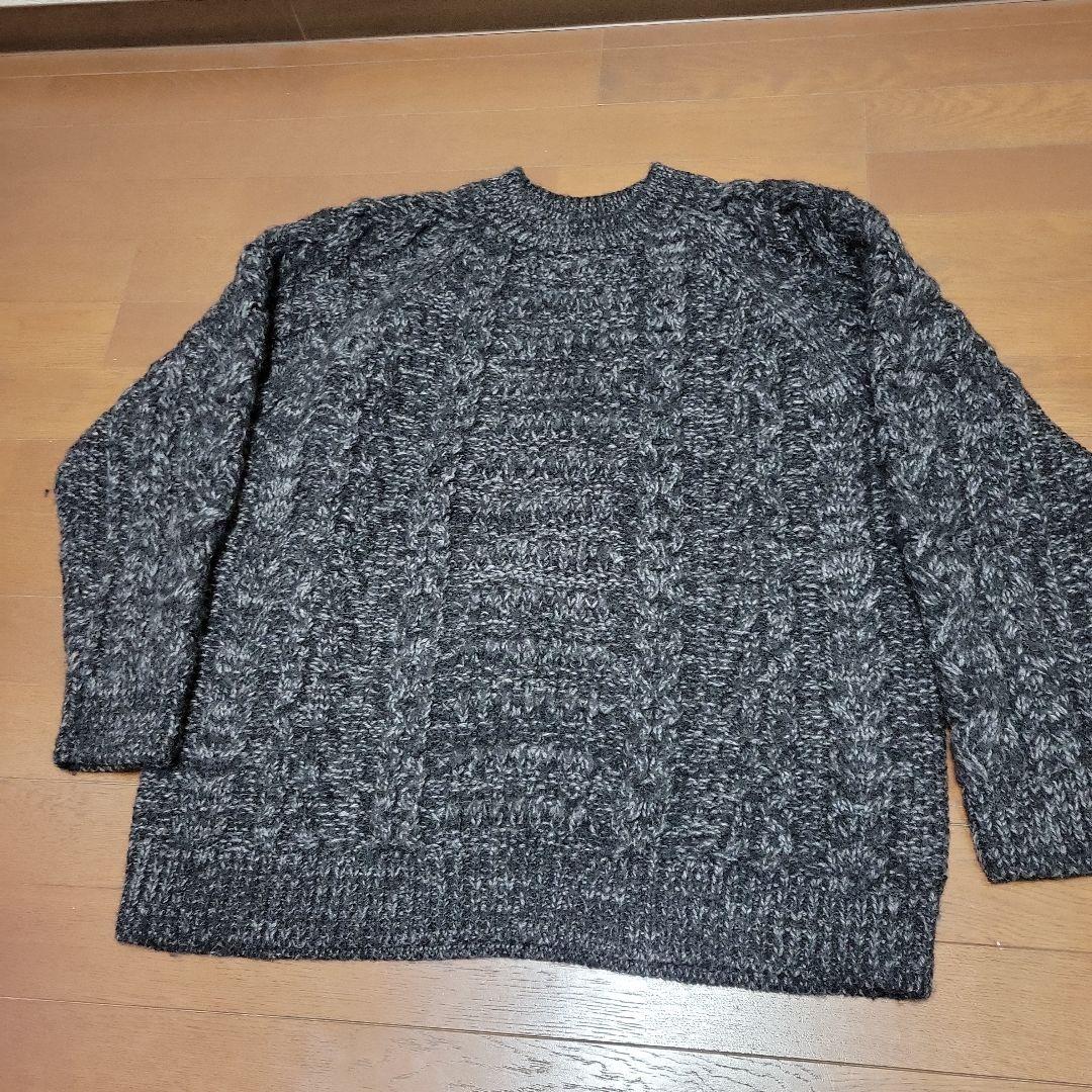 Yonetomi ダークグレー ケーブル編みニットセーター