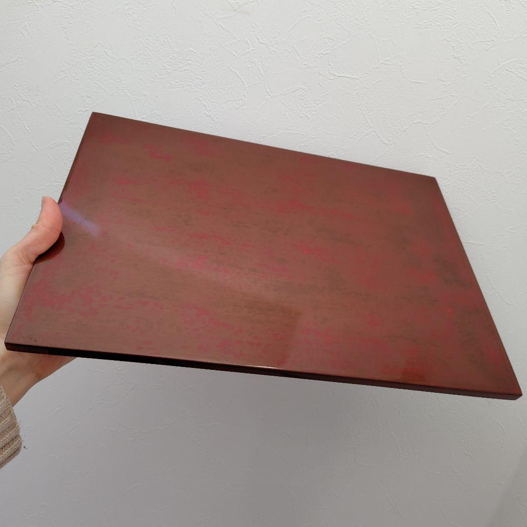 静岡県無形文化財 金剛石目塗 鳥羽硬忍 折敷 長角皿 長角膳 漆器 工芸品