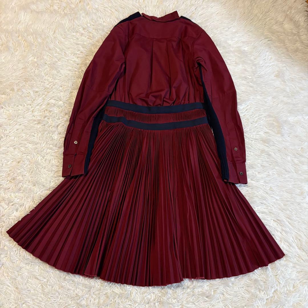 サカイ 2016AW ニット プリーツ パッチワーク ドッキングワンピース