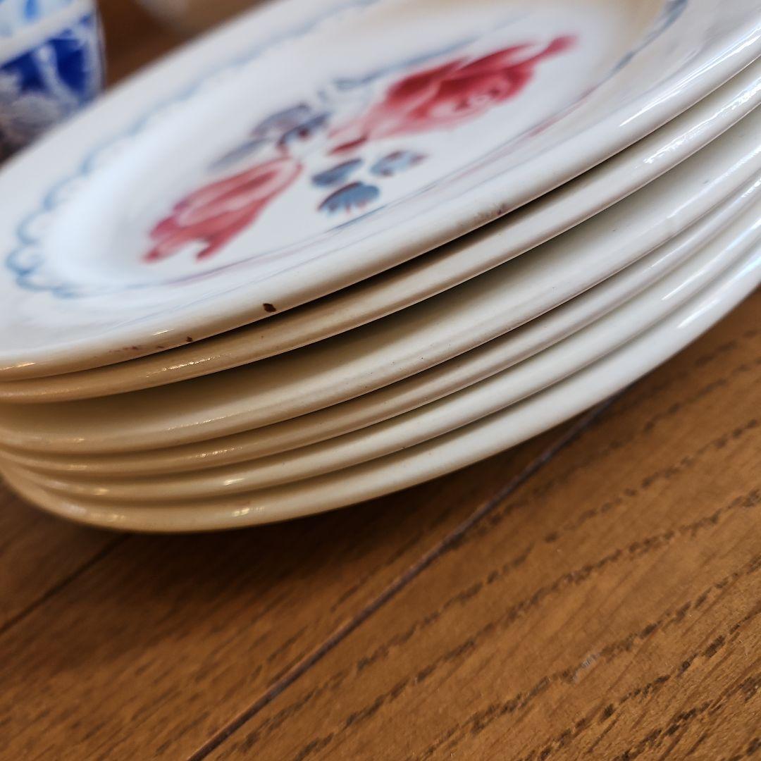 花柄プレート 6枚セット　ディゴアン・サングミンヌ製　 フランス蚤の市