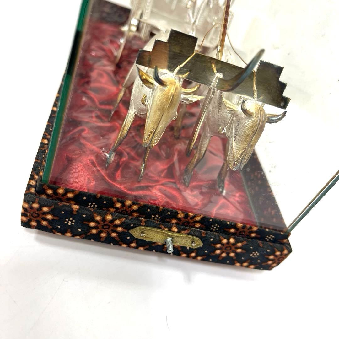 【希少】ヴィンテージ工芸品< 牛車と牛　銀線細工>シルバー925