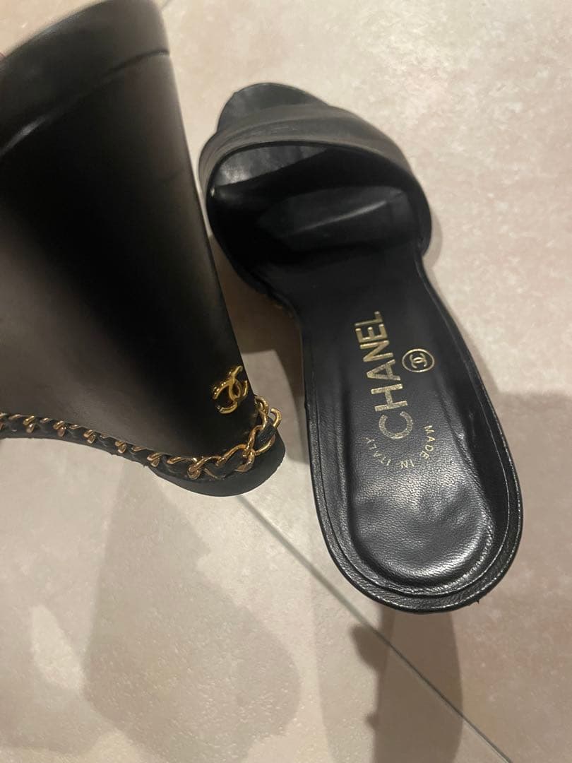 CHANEL ウェッジサンダル　チェーン39 ココマーク