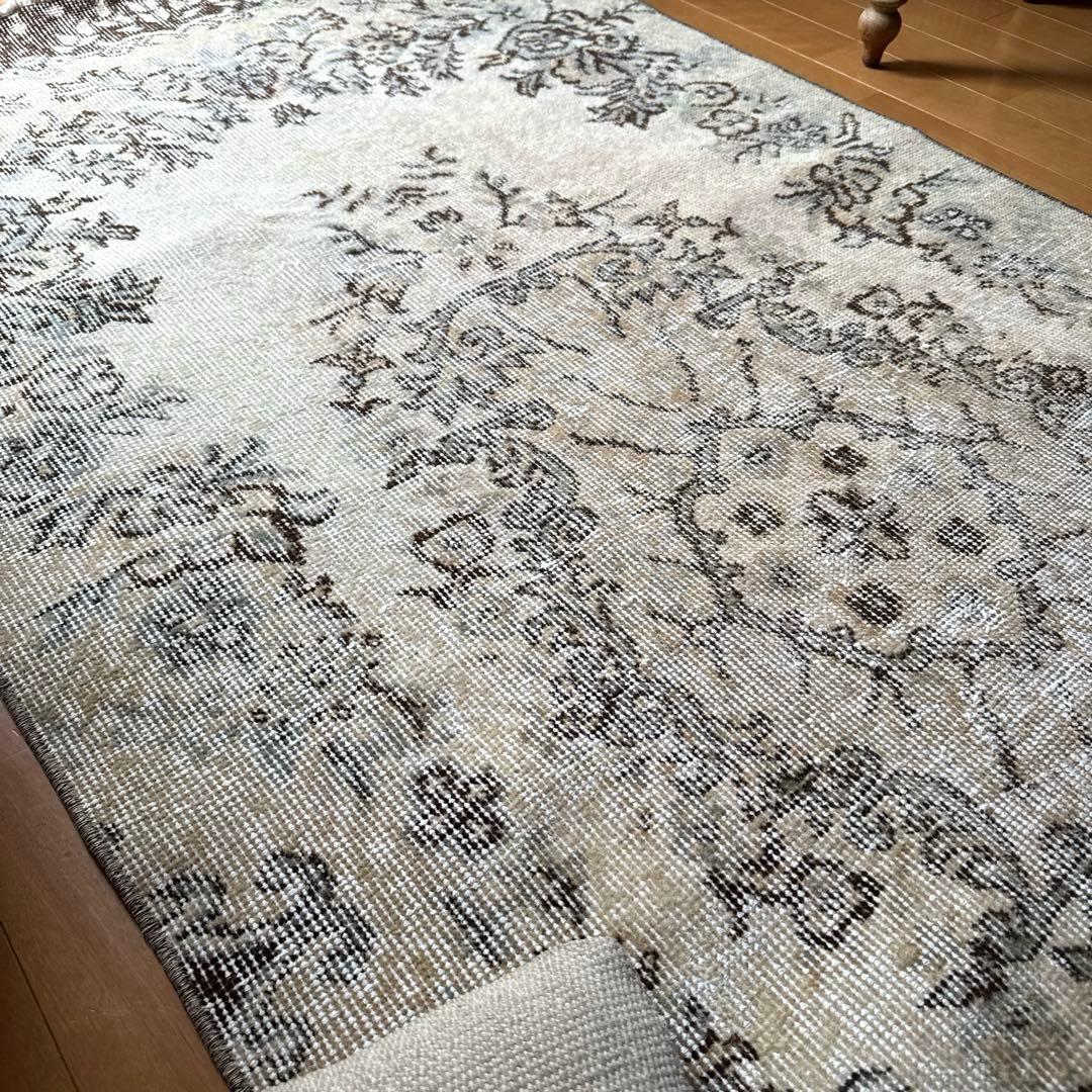 88×211 ナチュラルカラー　ブラウン　メダリオン　トルコヴィンテージラグ