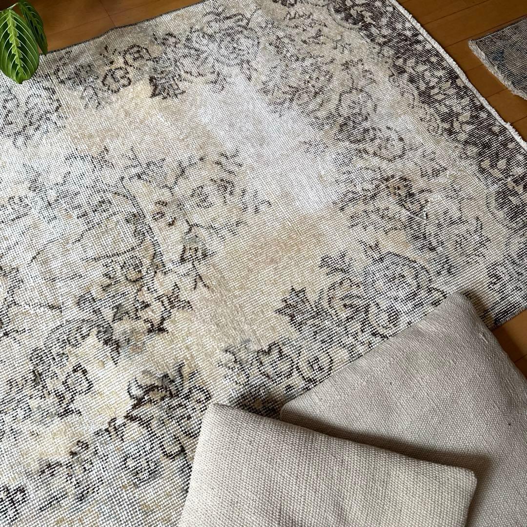 88×211 ナチュラルカラー　ブラウン　メダリオン　トルコヴィンテージラグ